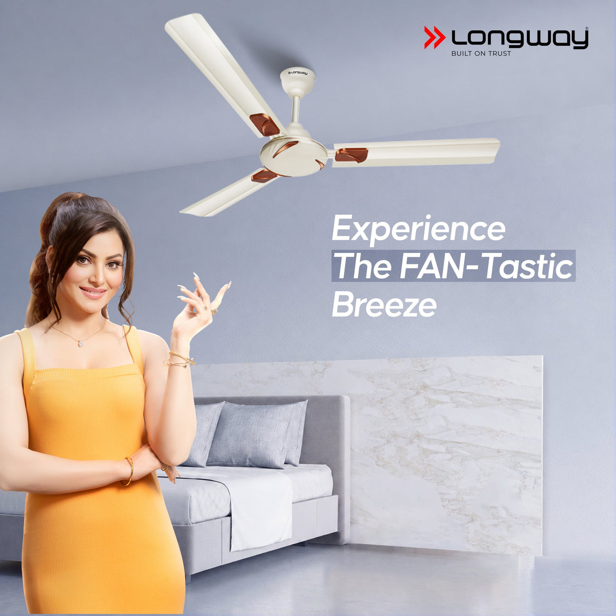 Longway Creta P1 1200 mm/48 inch Ultra High Speed 3 Blade Anti-Dust Decorative Star Rated Ceiling Fan (Pack of 1)