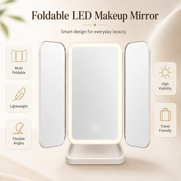 Multifold LED Makeup Mirror