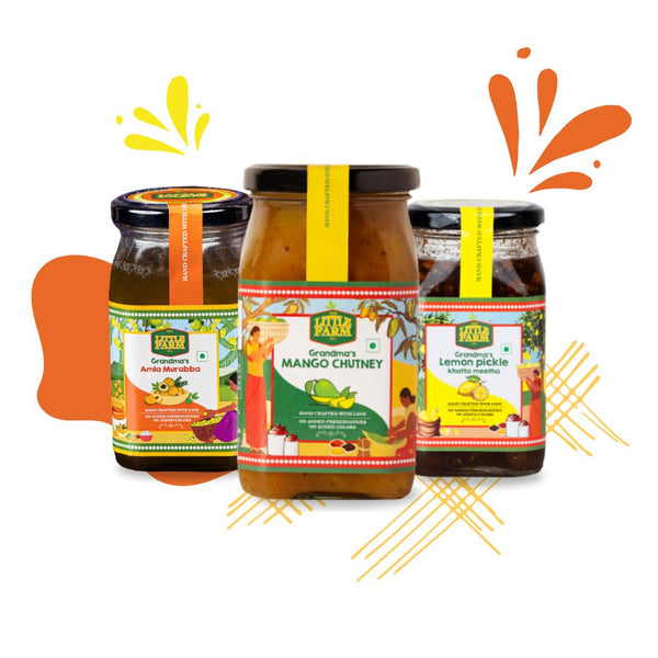 Homemade Sweet Mango Chutney, Amla Murabba & Lemon Khatta Meetha Pickl - Shop authentic Indian Food by Little Farm