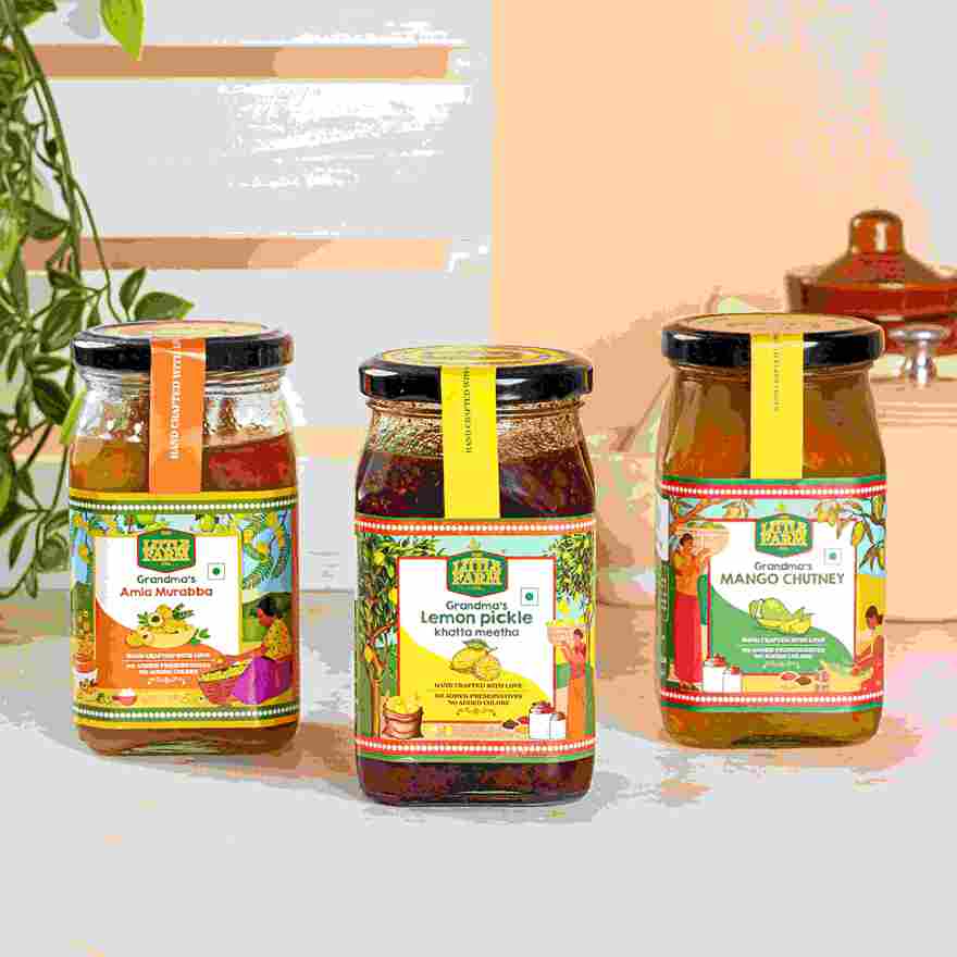 Homemade Sweet Mango Chutney, Amla Murabba & Lemon Khatta Meetha Pickl - Shop authentic Indian Food by Little Farm