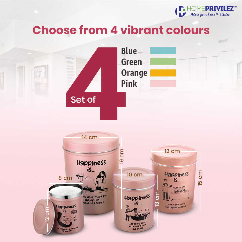 “ChromaJars” Stainless steel Stylish Coloured printed storage containe - Shop authentic Indian Kitchen by Home Privilez