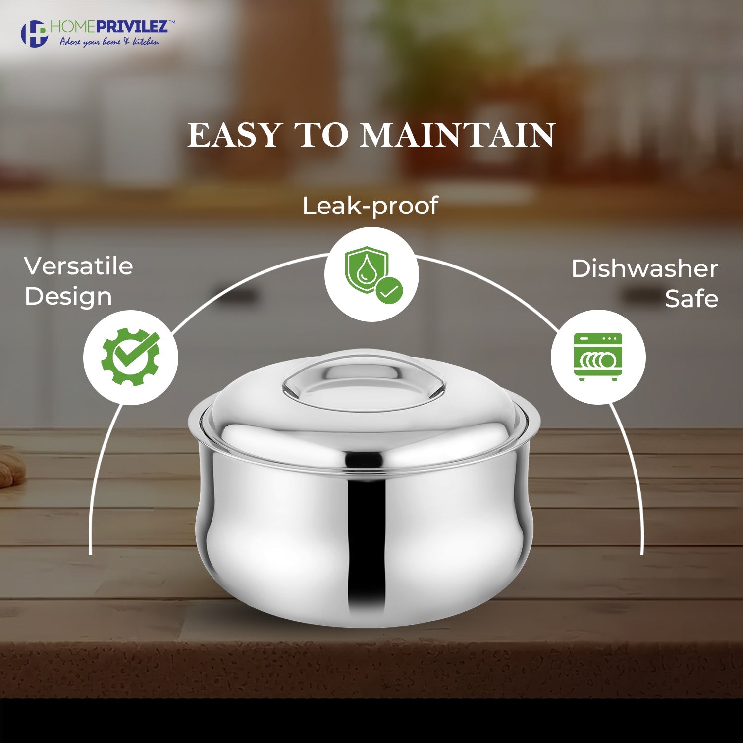 Stella Stainless Steel Casserole (hot pot) - Shop authentic Indian Kitchen by Home Privilez