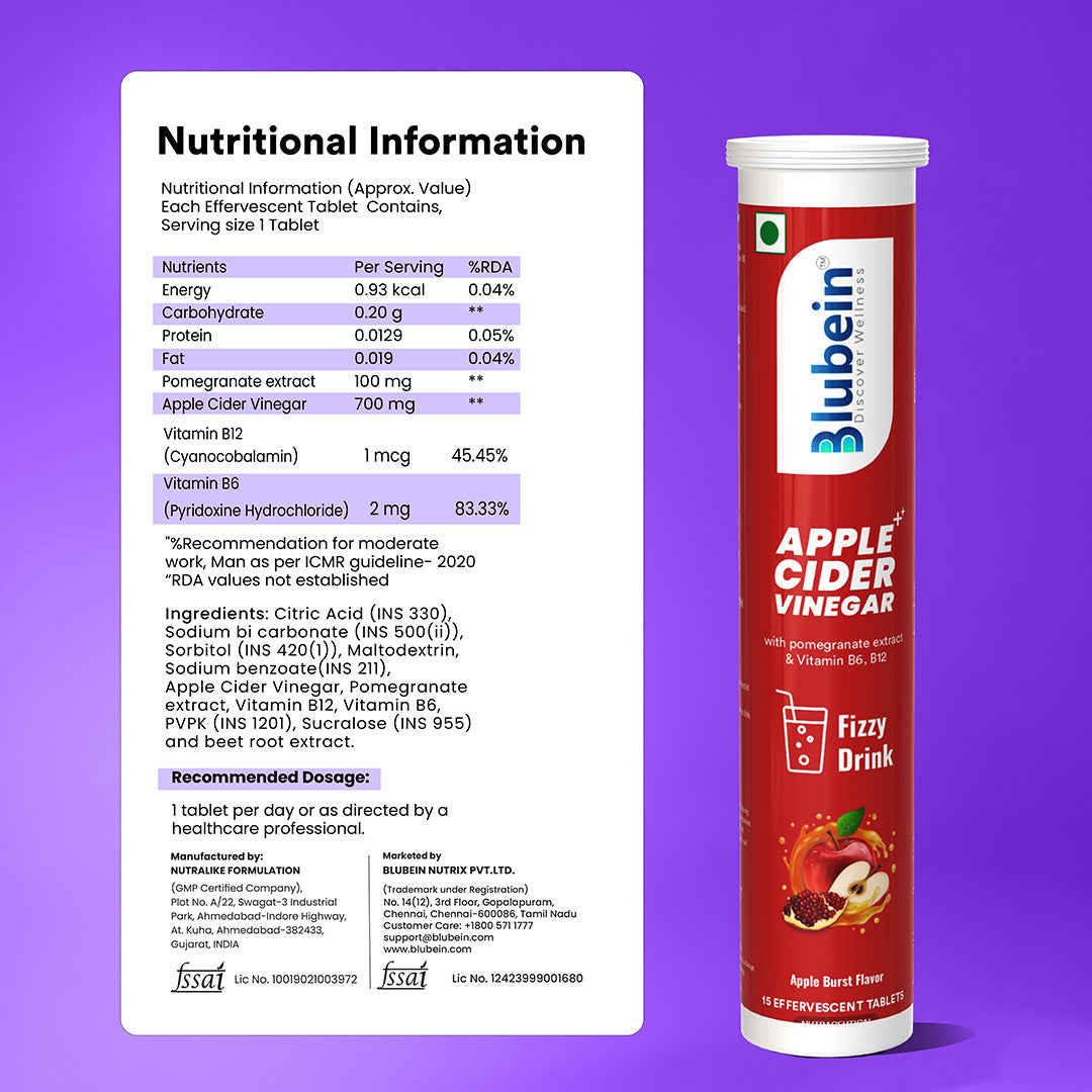Apple Cider Vinegar for Weight Loss (Vitamin B6 & B12) - Shop authentic Indian Health and Wellness by Blubein
