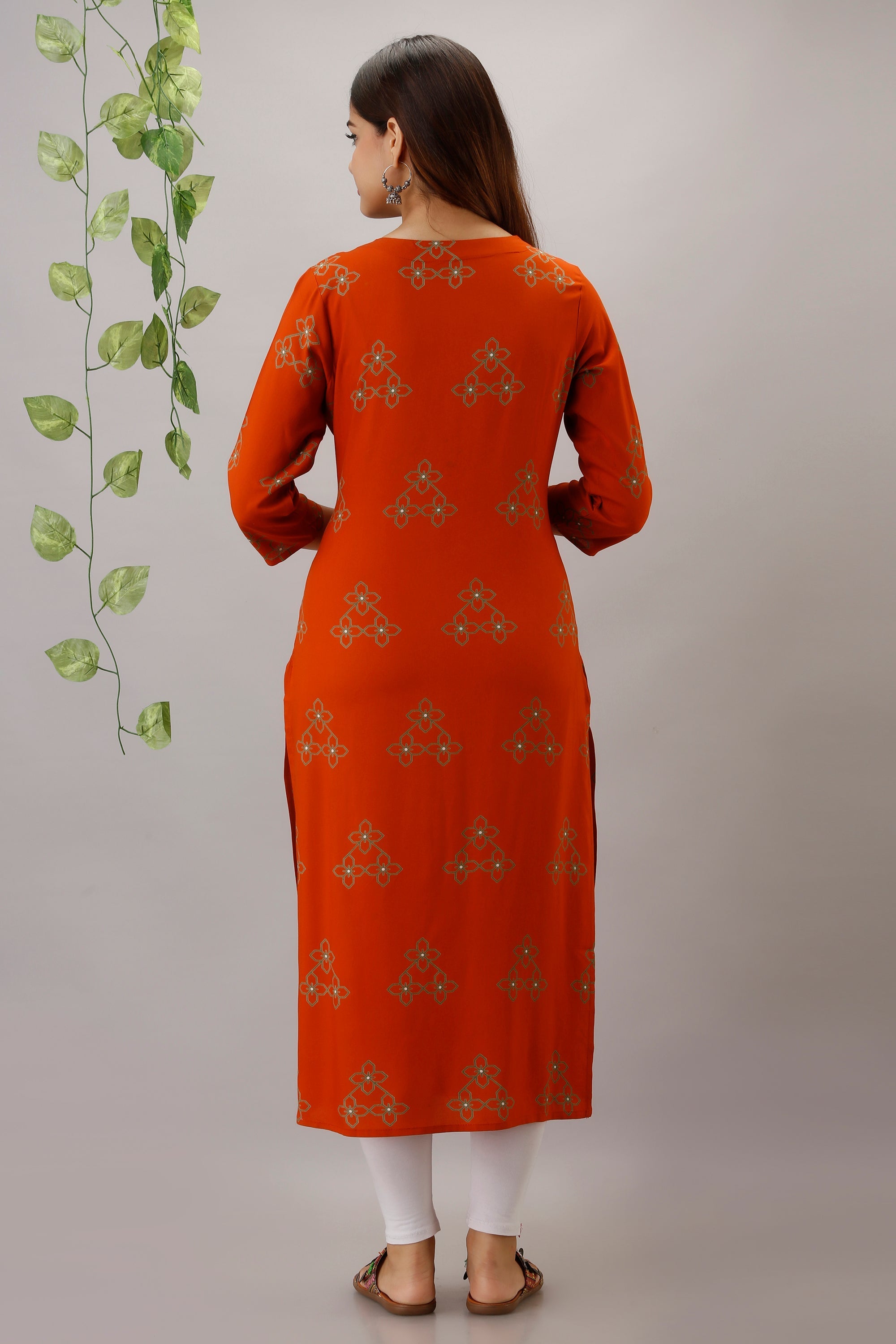Orange Color Rayon Slub Straight Womens Kurta - Shop authentic Indian Women's Fashion by Nehamta