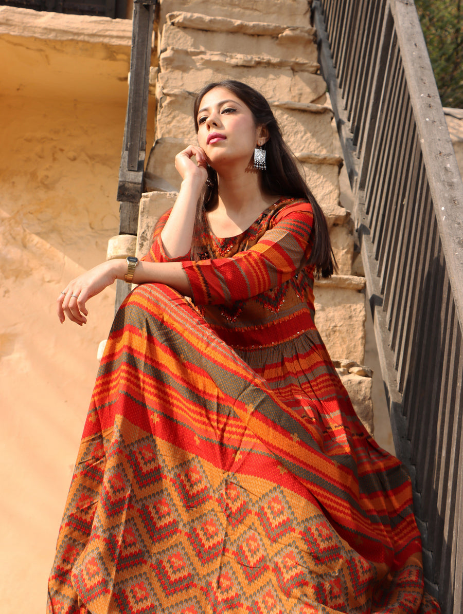 Multi Color Rayon Anarkali Womens Kurta - Shop authentic Indian Women's Fashion by Nehamta