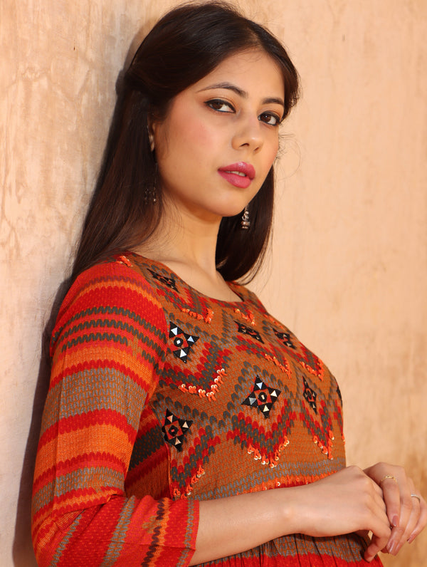 Multi Color Rayon Anarkali Womens Kurta - Shop authentic Indian Women's Fashion by Nehamta