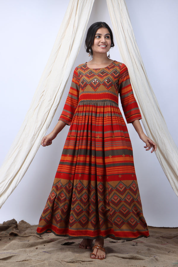 Multi Color Rayon Anarkali Womens Kurta - Shop authentic Indian Women's Fashion by Nehamta
