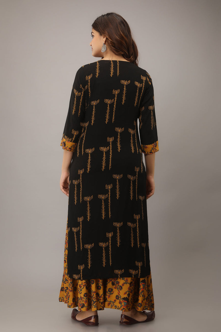 Black Color Rayon Slub Straight Women's Kurta with Palazzo - Shop authentic Indian Women's Fashion by Nehamta