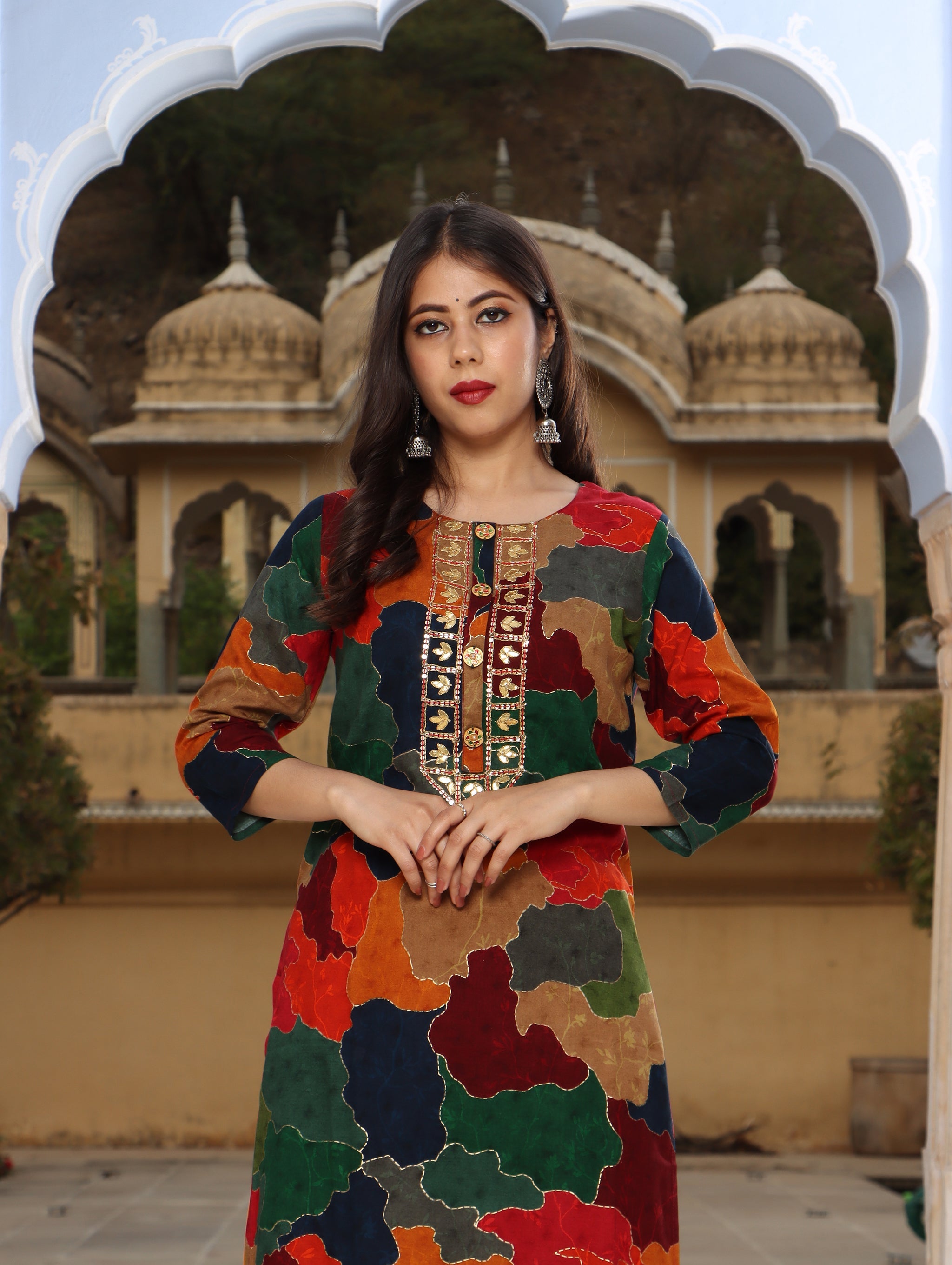 Multicolor Rayon Straight Women's Kurta with Divider Palazzo Set - Shop authentic Indian Women's Fashion by Nehamta