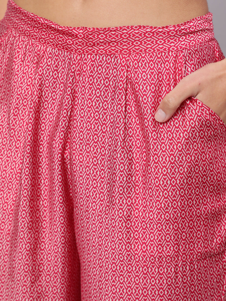 Women Pink Muslin Nyara Cut A-Line Kurta Trouser Dupatta & Fancy Potli - Shop authentic Indian Women's Fashion by Nehamta