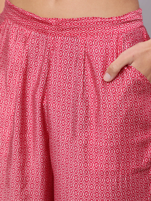 Women Pink Muslin Nyara Cut A-Line Kurta Trouser Dupatta & Fancy Potli - Shop authentic Indian Women's Fashion by Nehamta