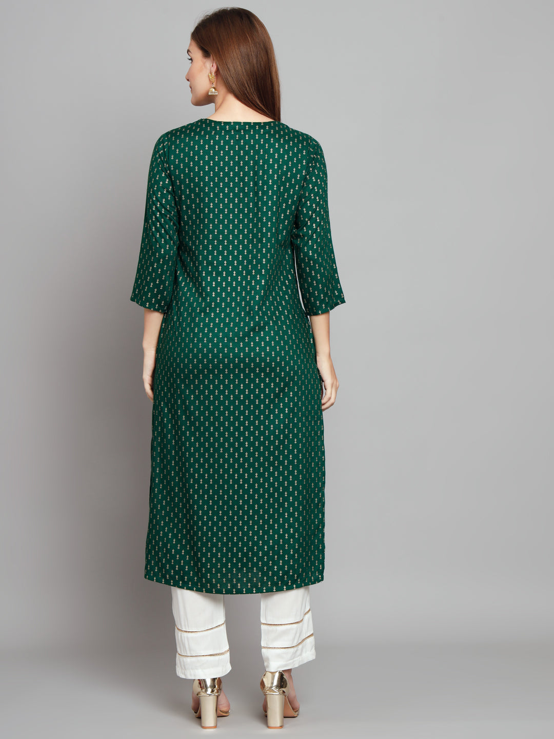 Women's Green Rayon Straight  Kurta Palazzo Set - Shop authentic Indian Women's Fashion by Nehamta
