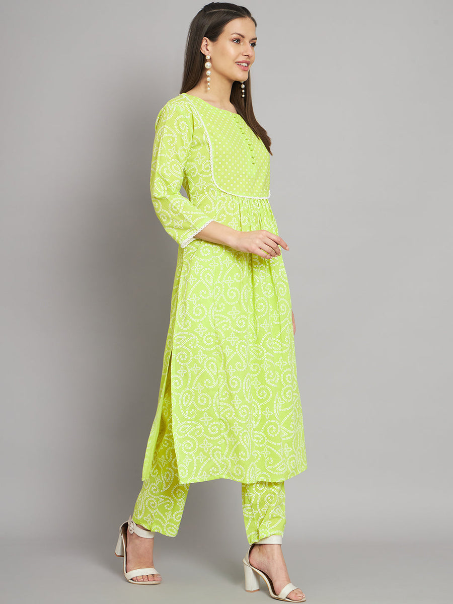 Women's Rayon Lemon A-Line Kurta Pant with Dupatta - Shop authentic Indian Women's Fashion by Nehamta