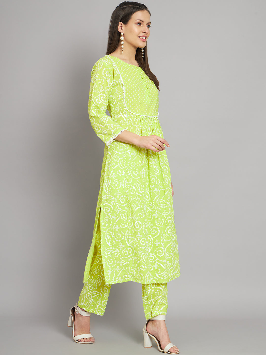 Women's Rayon Lemon A-Line Kurta Pant with Dupatta - Shop authentic Indian Women's Fashion by Nehamta