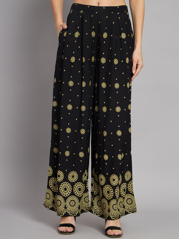 Women's Rayon Black A-Line Kurta and Palazzo - Shop authentic Indian Women's Fashion by Nehamta