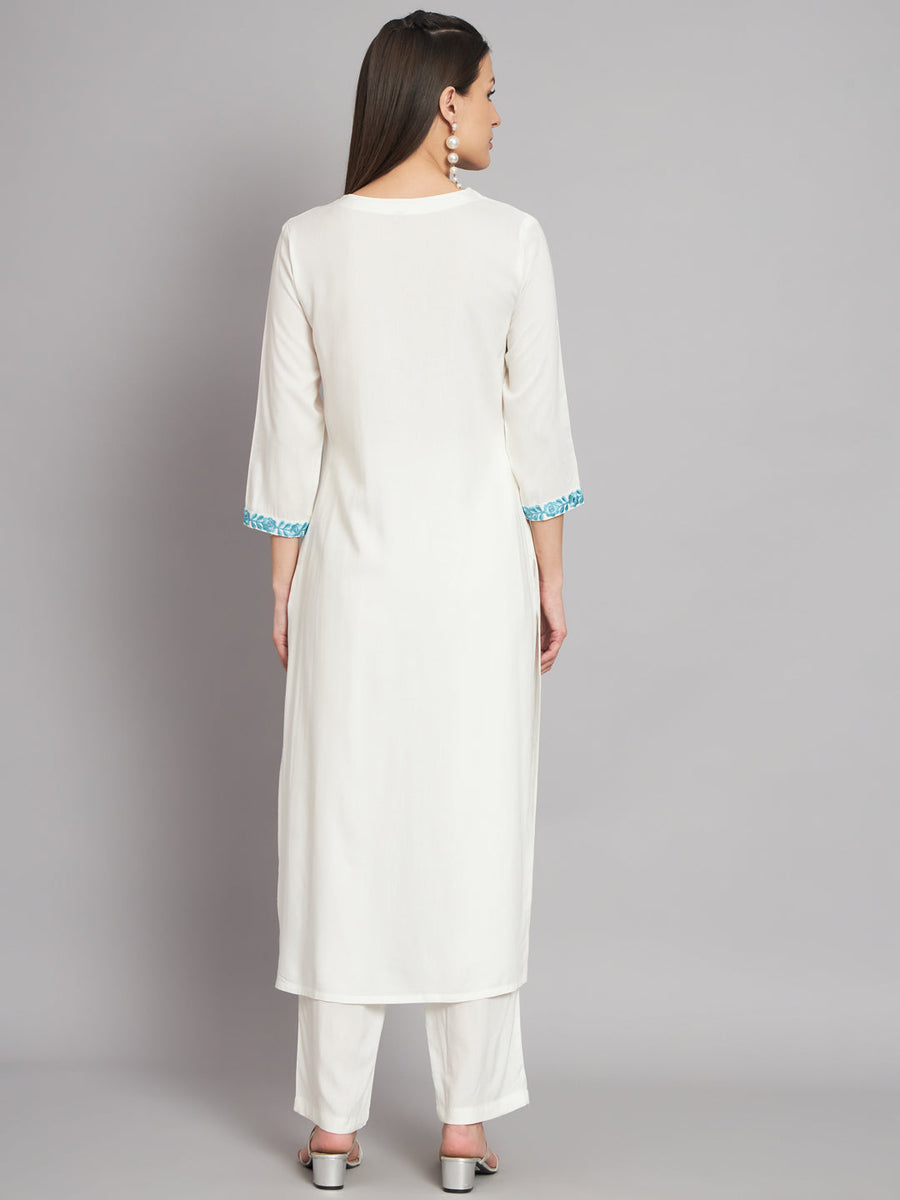 Women's Rayon White Straight Kurta and Palazzo - Shop authentic Indian Women's Fashion by Nehamta