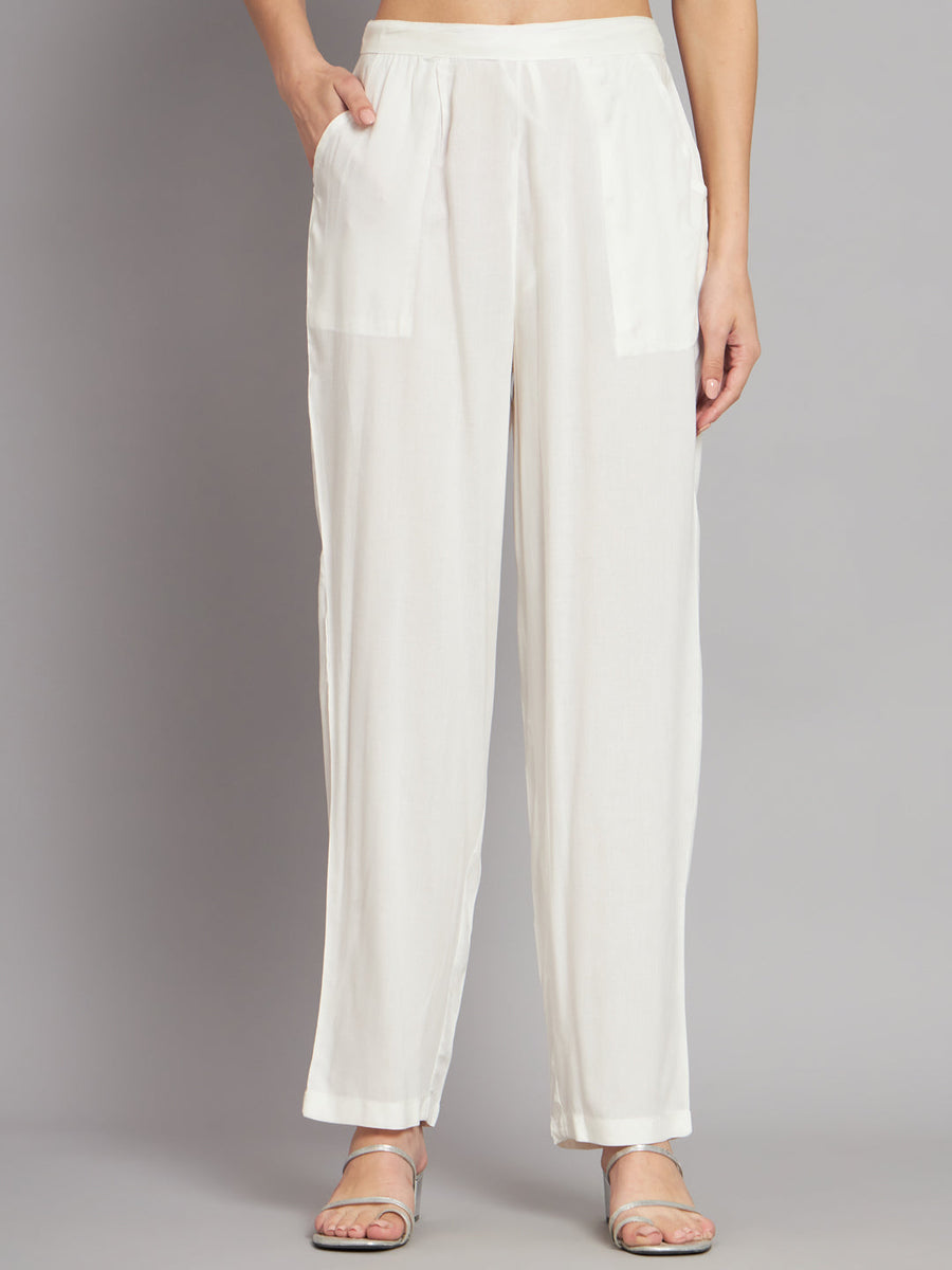 Women's Rayon White Straight Kurta and Palazzo - Shop authentic Indian Women's Fashion by Nehamta