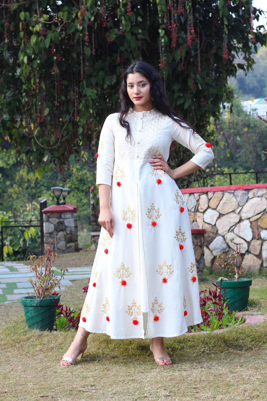 White Rayon Kurta with Gotta Patti Work - Shop authentic Indian Women's Fashion by Nehamta