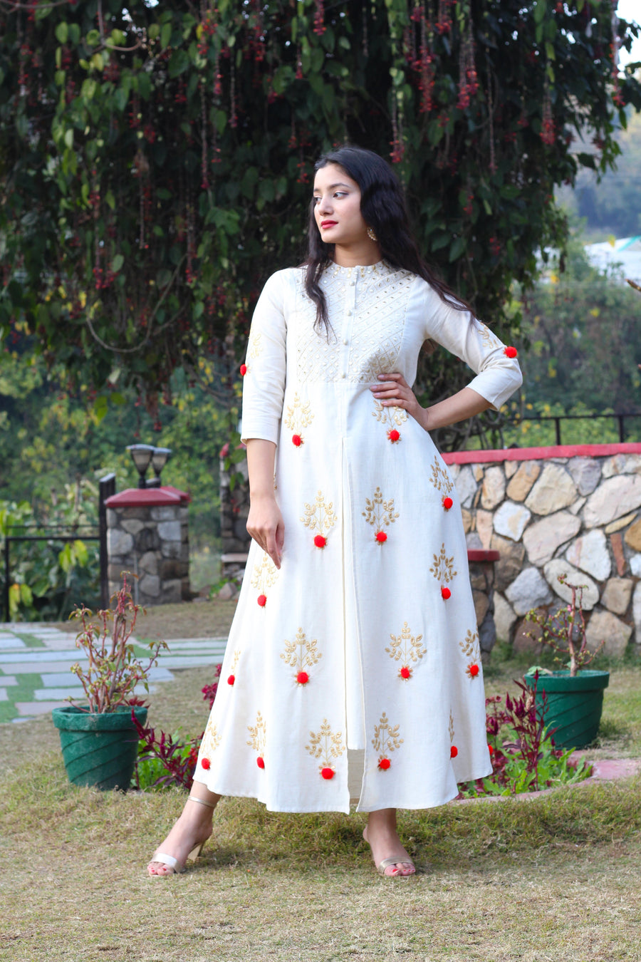 White Rayon Kurta with Gotta Patti Work - Shop authentic Indian Women's Fashion by Nehamta