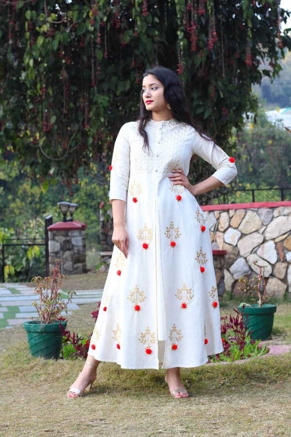 White Rayon Kurta with Gotta Patti Work - Shop authentic Indian Women's Fashion by Nehamta