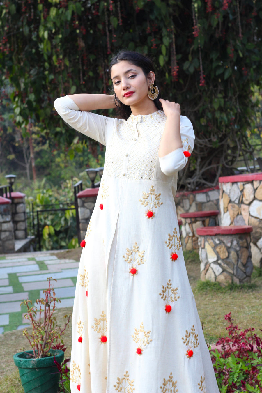 White Rayon Kurta with Gotta Patti Work - Shop authentic Indian Women's Fashion by Nehamta