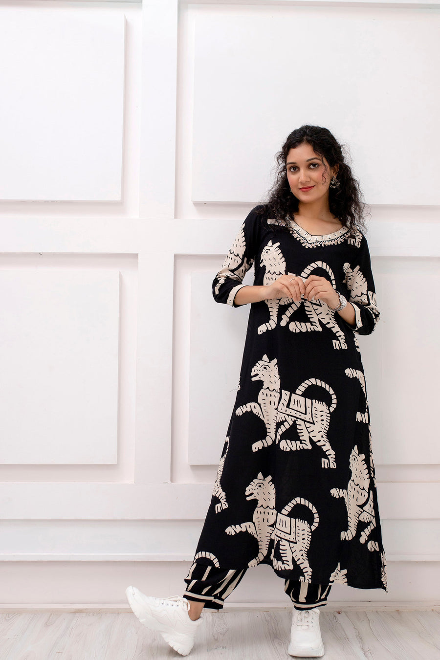 Women's Rayon Black Straight Ethnic Set - Shop authentic Indian Women's Fashion by Nehamta
