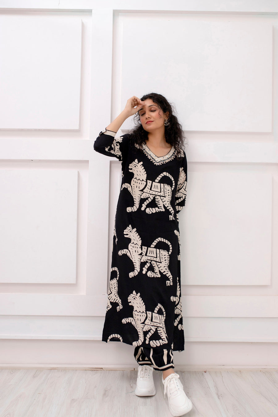 Women's Rayon Black Straight Ethnic Set - Shop authentic Indian Women's Fashion by Nehamta