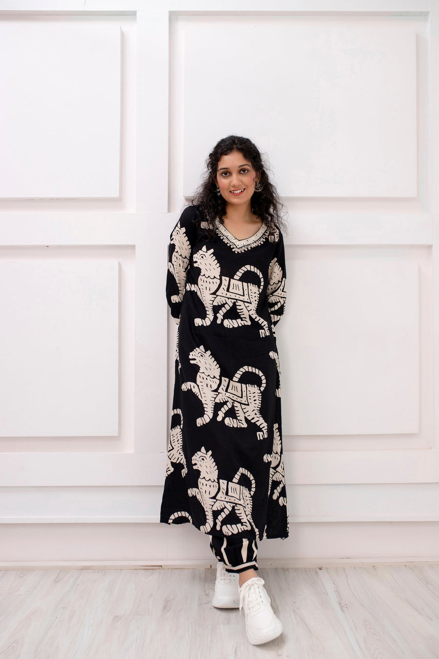 Women's Rayon Black Straight Ethnic Set - Shop authentic Indian Women's Fashion by Nehamta