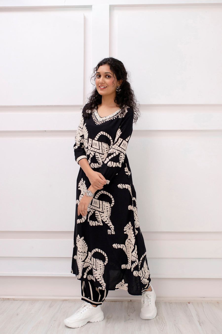 Women's Rayon Black Straight Ethnic Set - Shop authentic Indian Women's Fashion by Nehamta