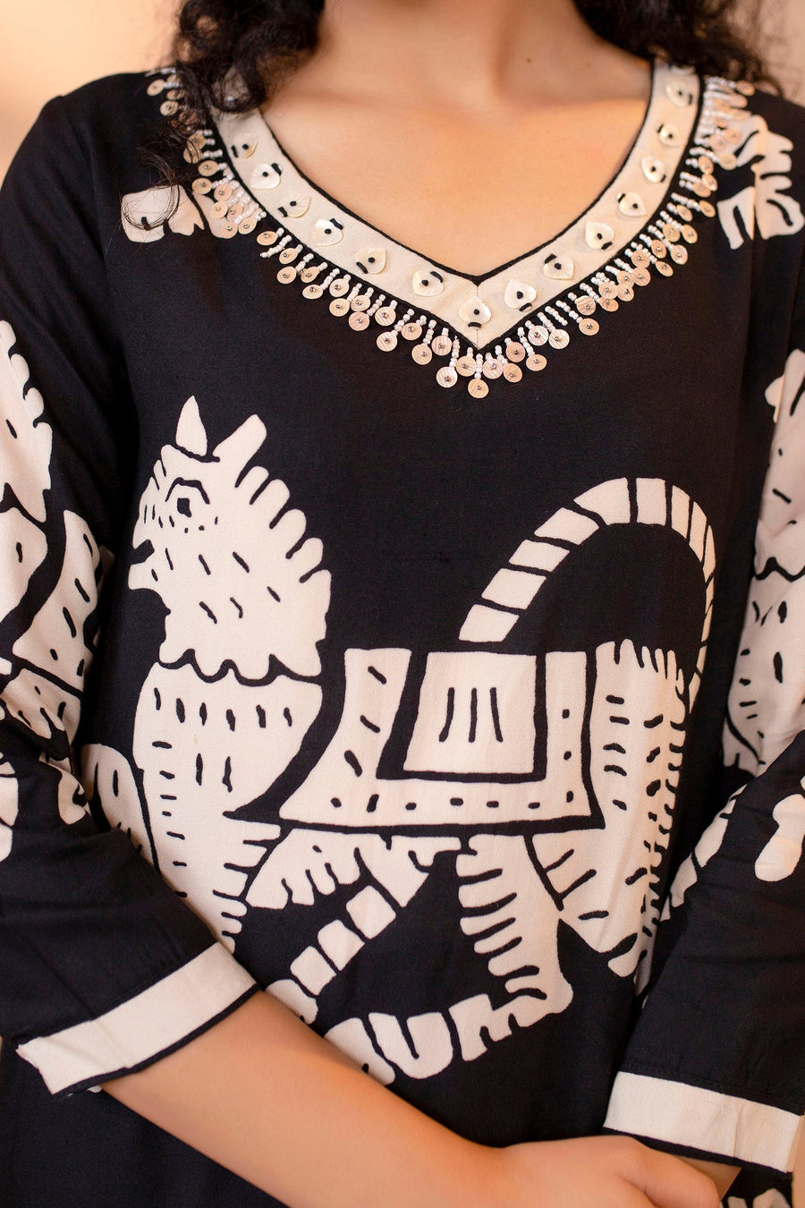 Women's Rayon Black Straight Ethnic Set - Shop authentic Indian Women's Fashion by Nehamta