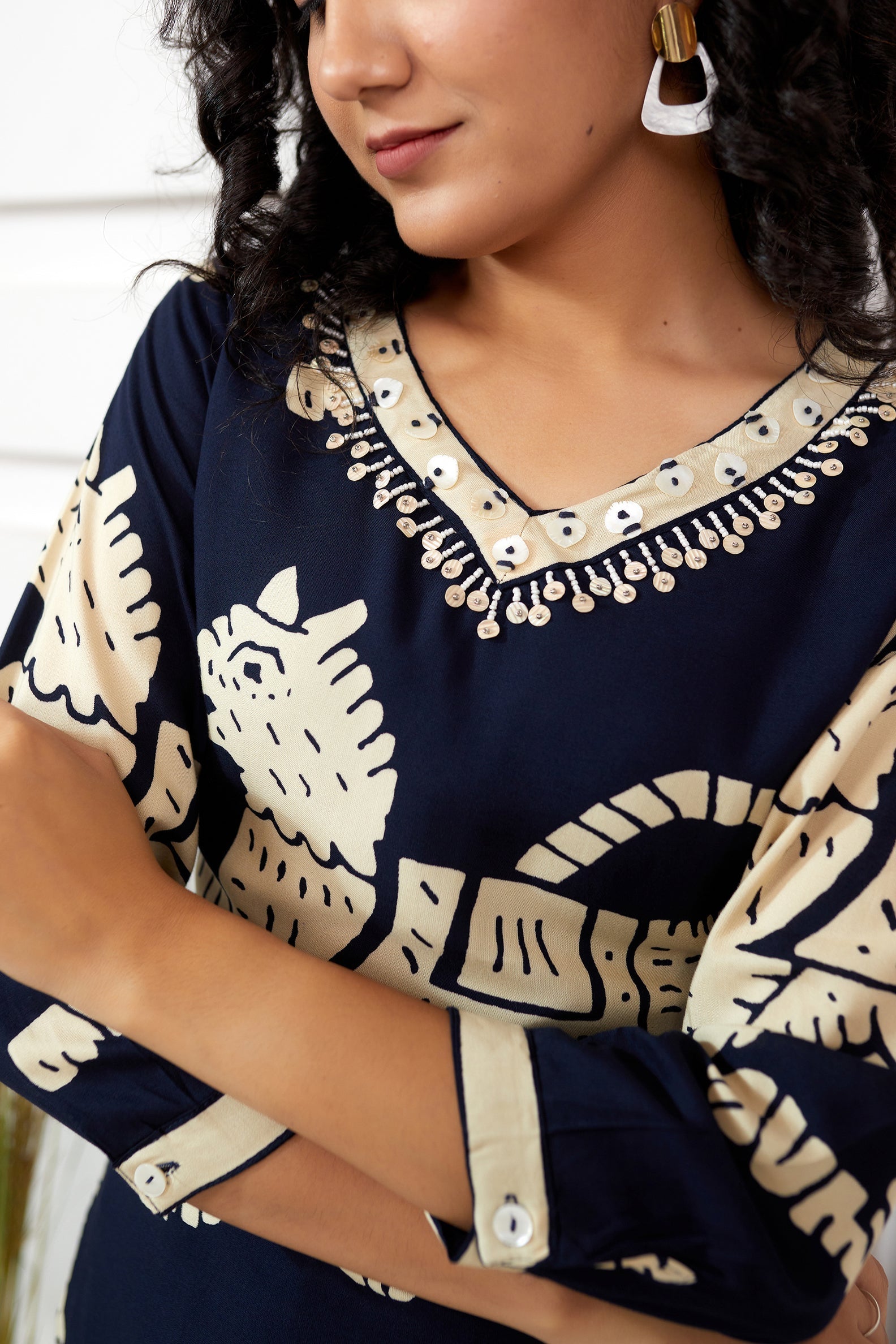 Women's Rayon Navy Blue Straight Ethnic Set - Shop authentic Indian Women's Fashion by Nehamta