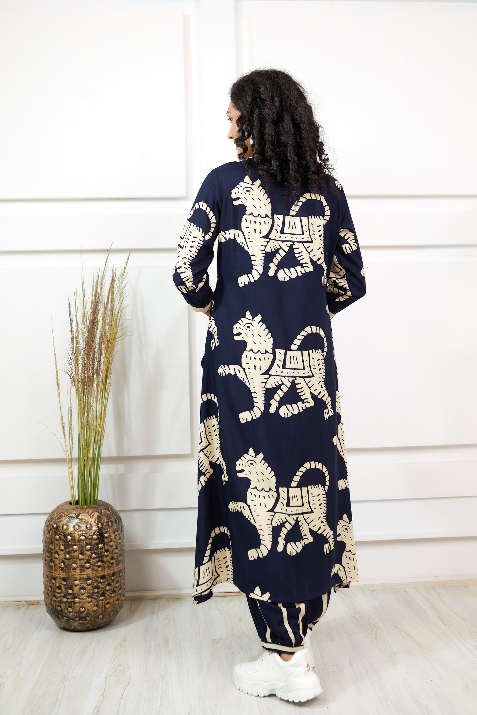 Women's Rayon Navy Blue Straight Ethnic Set - Shop authentic Indian Women's Fashion by Nehamta
