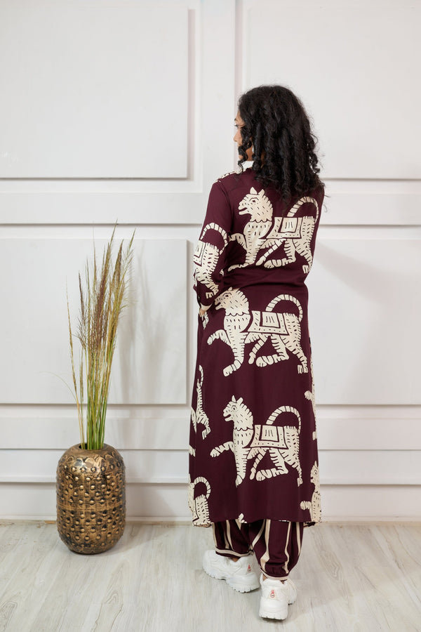 Women's Rayon Maroon Straight Ethnic Set - Shop authentic Indian Women's Fashion by Nehamta