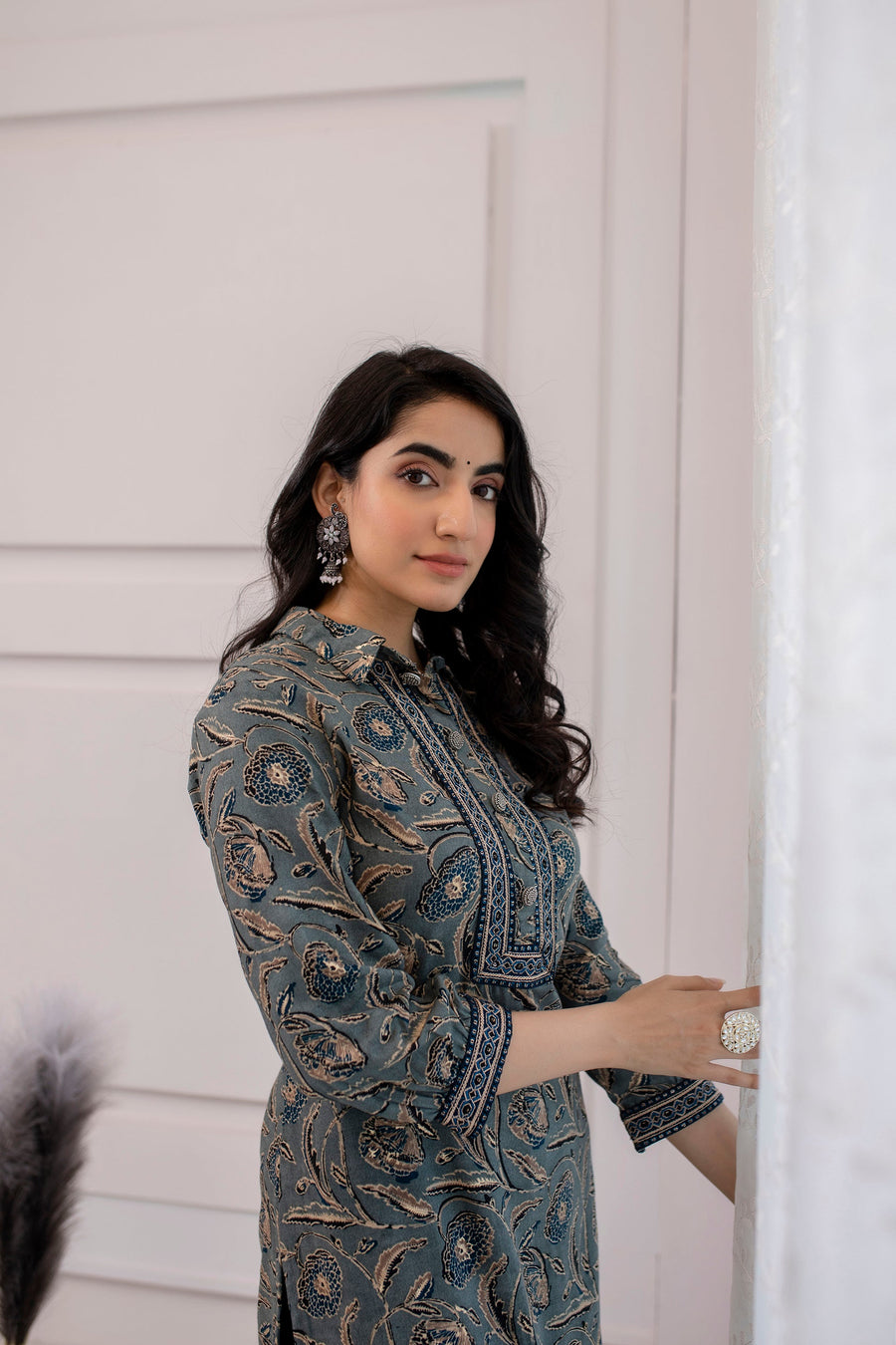 Women's Rayon Grey Straight Kurta & Afghani Salwar Set - Shop authentic Indian Women's Fashion by Nehamta