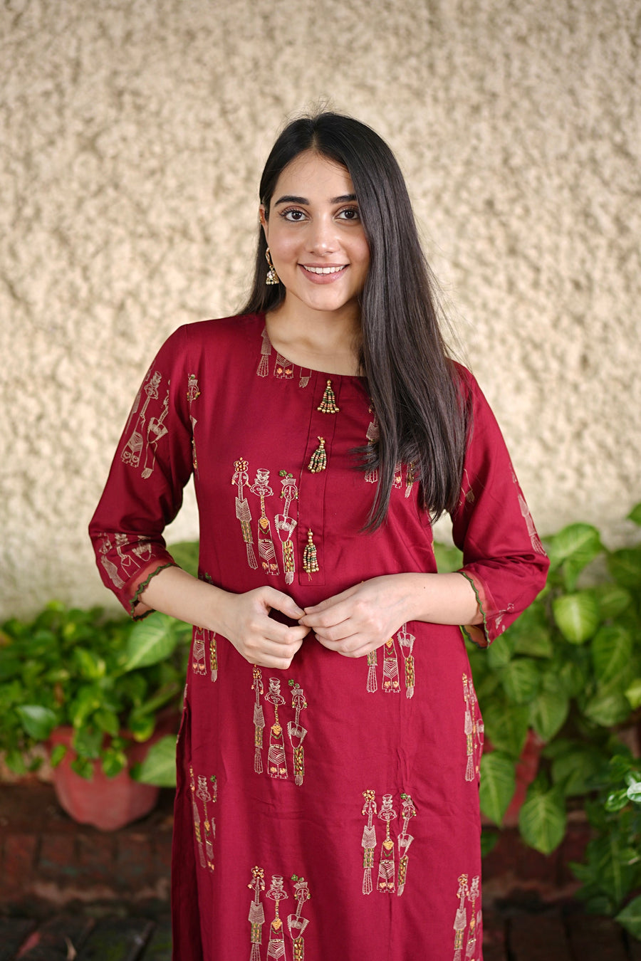 Women's Rayon Red Straight Kurta & Afghani Salwar Set - Shop authentic Indian Women's Fashion by Nehamta
