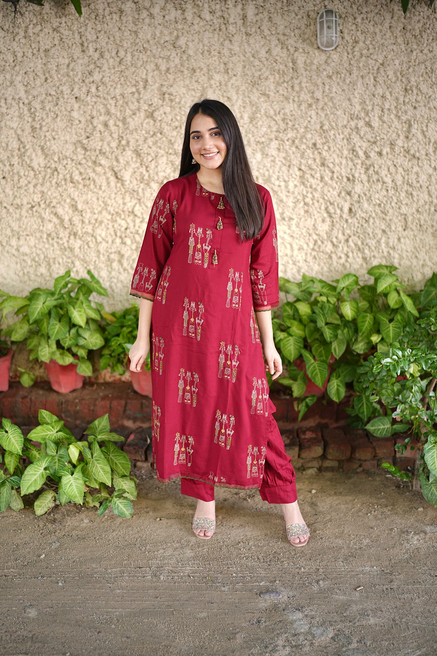 Women's Rayon Red Straight Kurta & Afghani Salwar Set - Shop authentic Indian Women's Fashion by Nehamta
