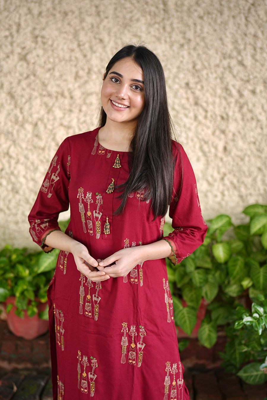 Women's Rayon Red Straight Kurta & Afghani Salwar Set - Shop authentic Indian Women's Fashion by Nehamta