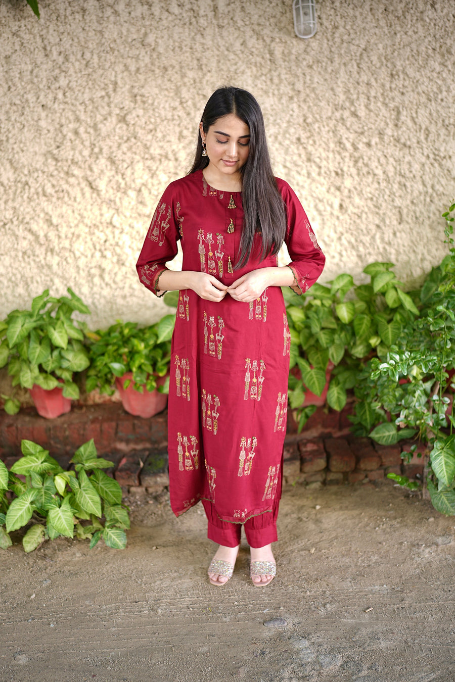 Women's Rayon Red Straight Kurta & Afghani Salwar Set - Shop authentic Indian Women's Fashion by Nehamta