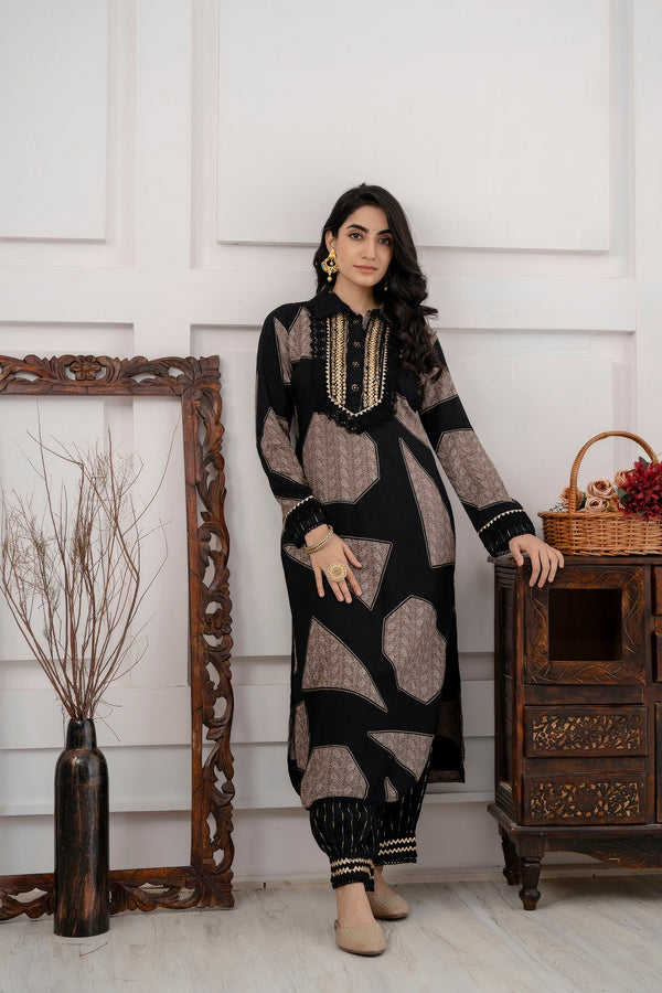 Women's Black Straight Kurta and Afghani Salwar Set - Shop authentic Indian Women's Fashion by Nehamta