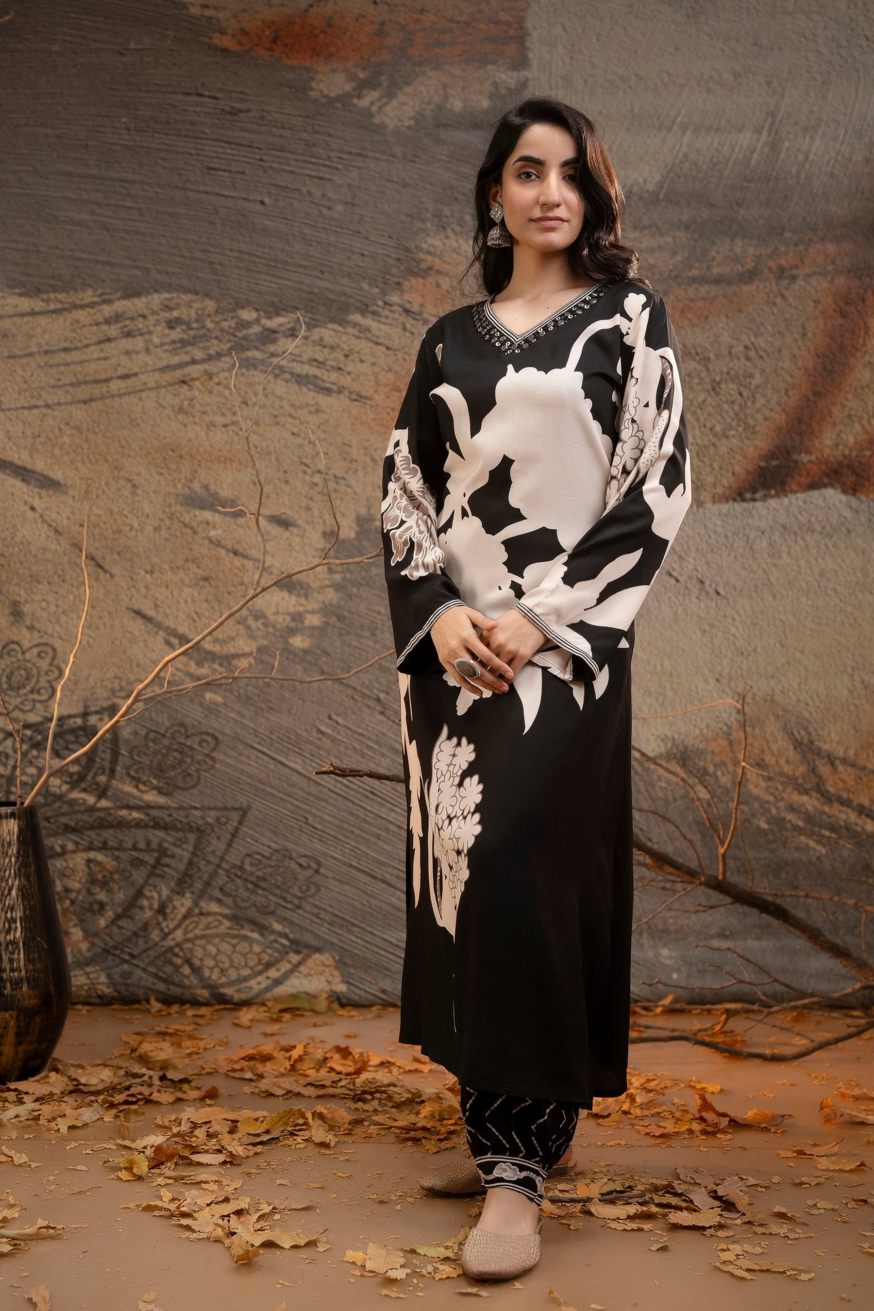 Women's Black Rayon Kurta Palazzo Set - Shop authentic Indian Women's Fashion by Nehamta