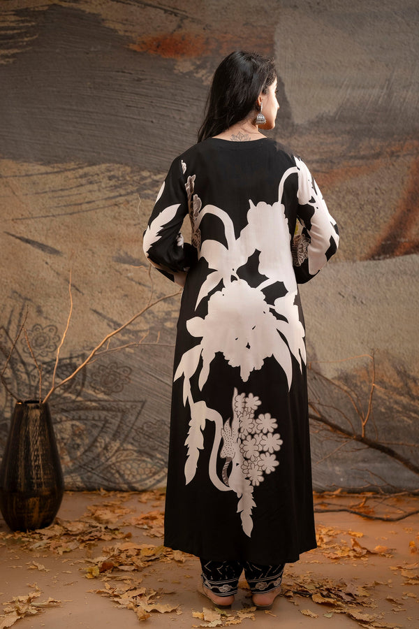 Women's Black Rayon Kurta Palazzo Set - Shop authentic Indian Women's Fashion by Nehamta