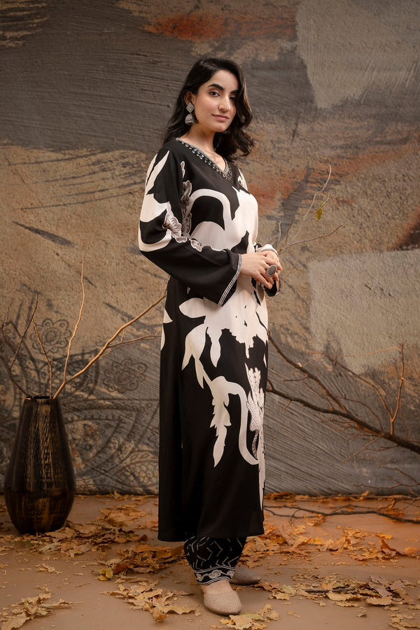 Women's Black Rayon Kurta Palazzo Set - Shop authentic Indian Women's Fashion by Nehamta