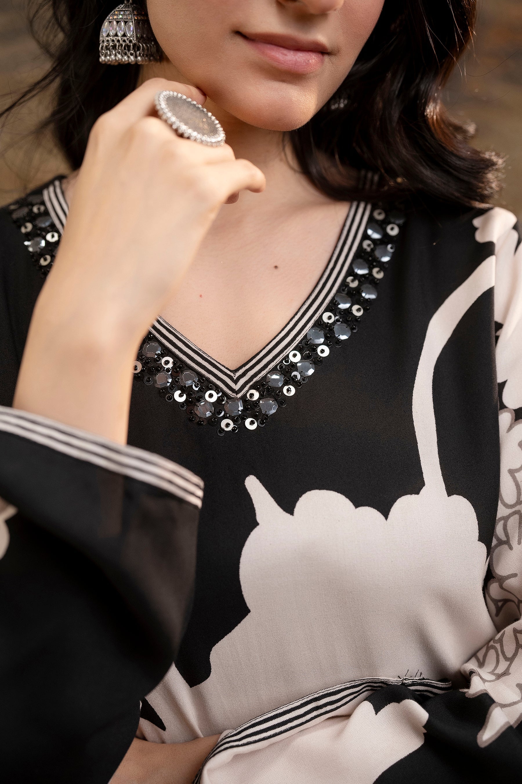 Women's Black Rayon Kurta Palazzo Set - Shop authentic Indian Women's Fashion by Nehamta