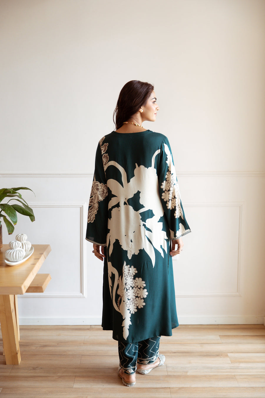 Women's Rama Green Rayon Kurta Palazzo Set - Shop authentic Indian Women's Fashion by Nehamta