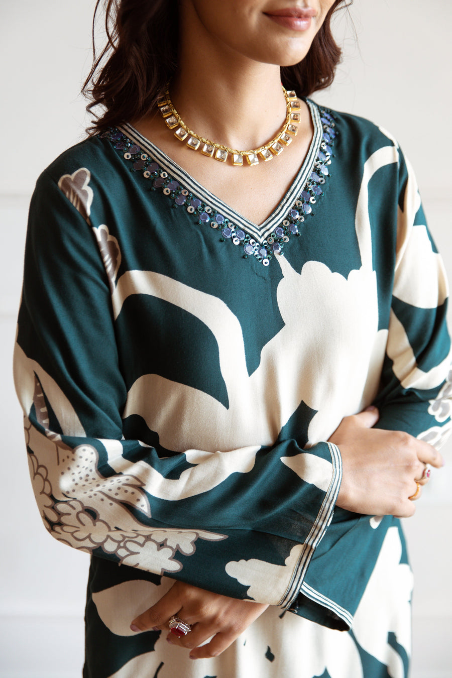 Women's Rama Green Rayon Kurta Palazzo Set - Shop authentic Indian Women's Fashion by Nehamta