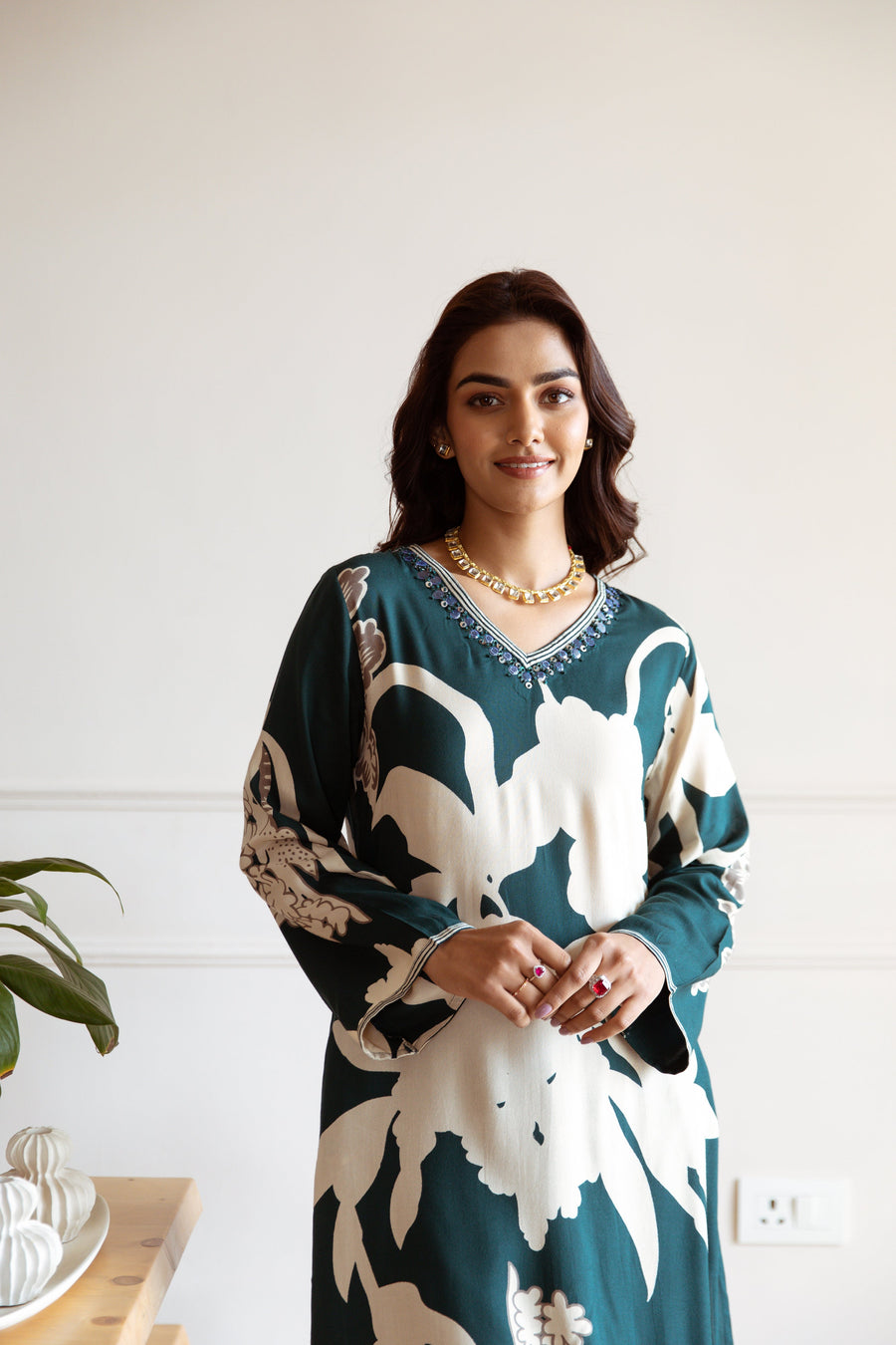 Women's Rama Green Rayon Kurta Palazzo Set - Shop authentic Indian Women's Fashion by Nehamta