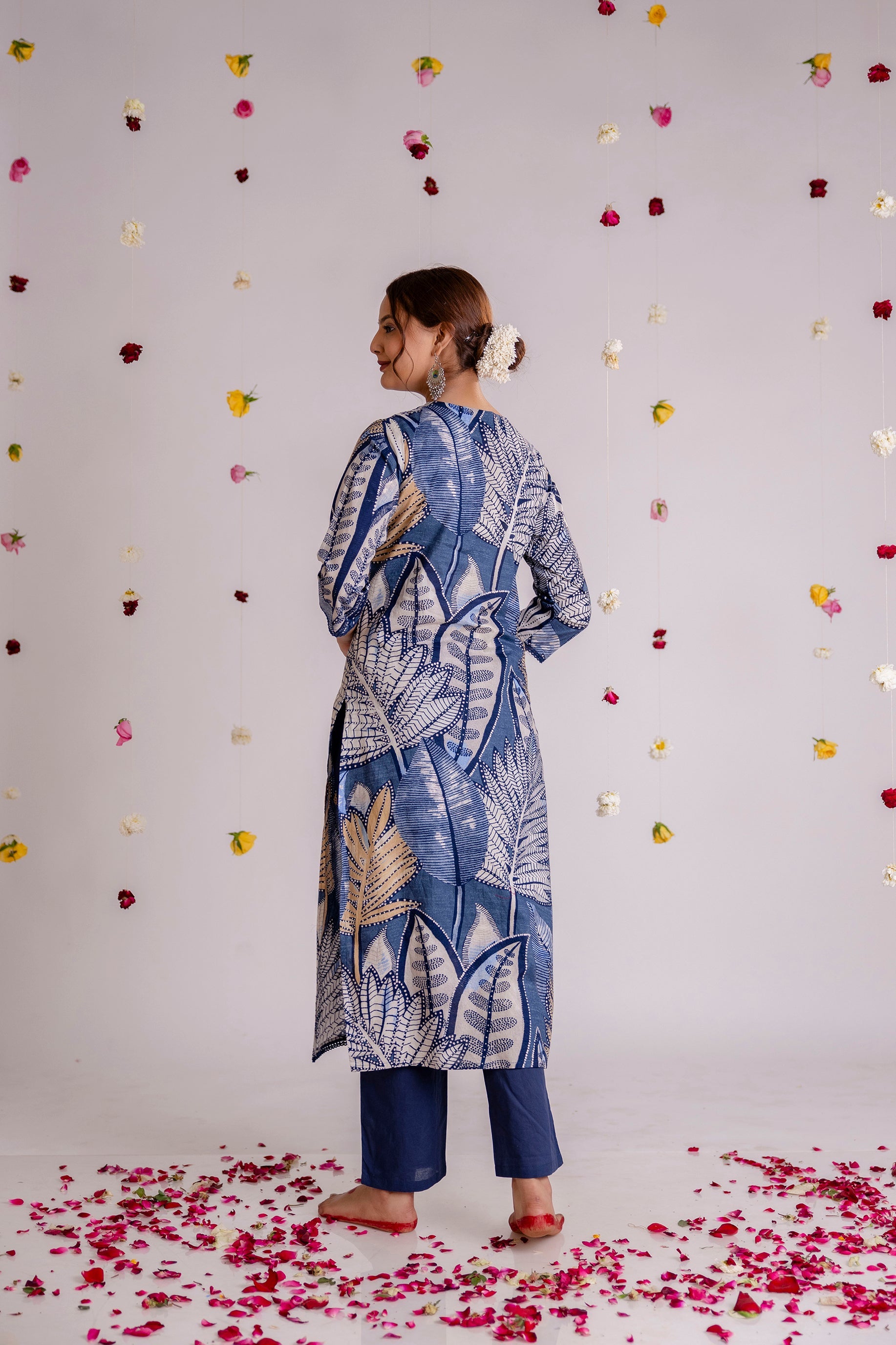 Women's Blue Cotton Kurta Pantand Dupatta Set - Shop authentic Indian Women's Fashion by Nehamta