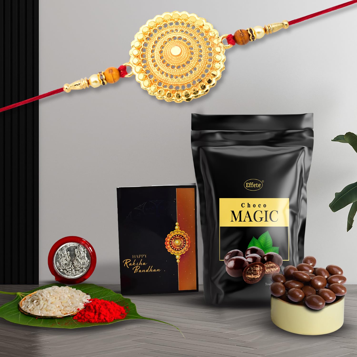 Buy Rakhi For Brother Set Of 1 with Choco Magic, Pooja Coin with ...