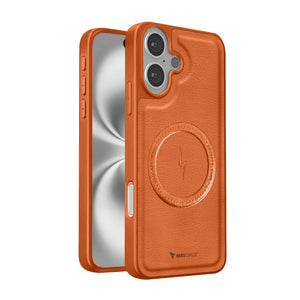 Vaku ® Apple iPhone 16 Plus Maxtron Leather Stitched Magnetic Magsafe Non-Slip Grip Shockproof Back Cover