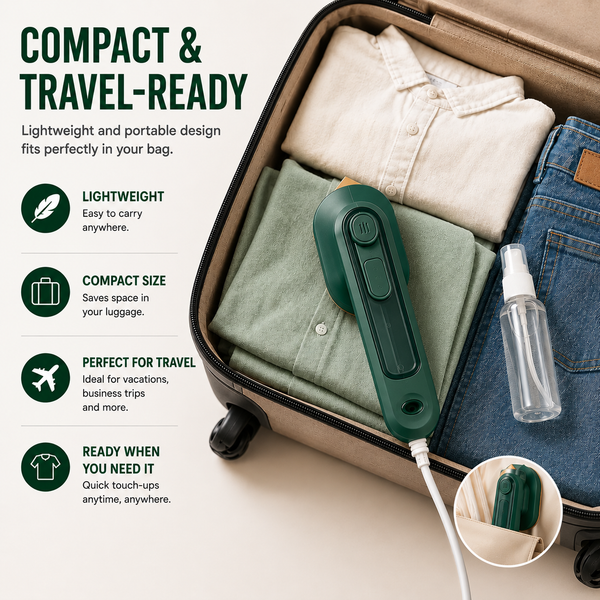 Mini Portable Iron for Clothes | Built-in Water Spray | Wet & Dry Ironing Machine for Home & Travel | Fast Heating Plate
